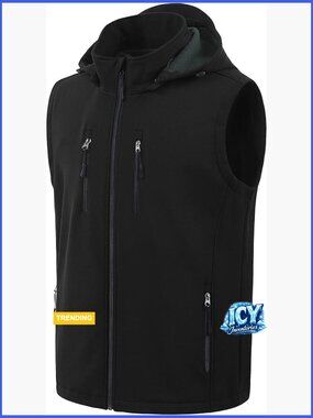 Men's Lightweight Windproof Water Repellent Vest with Removable Hood